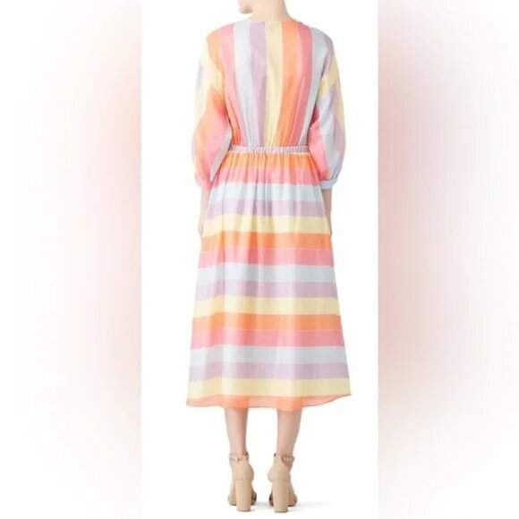 Tara Jarmon Pastel Muliticolor Striped Midi Dress Size 38 US Med. - Picture 4 of 7
